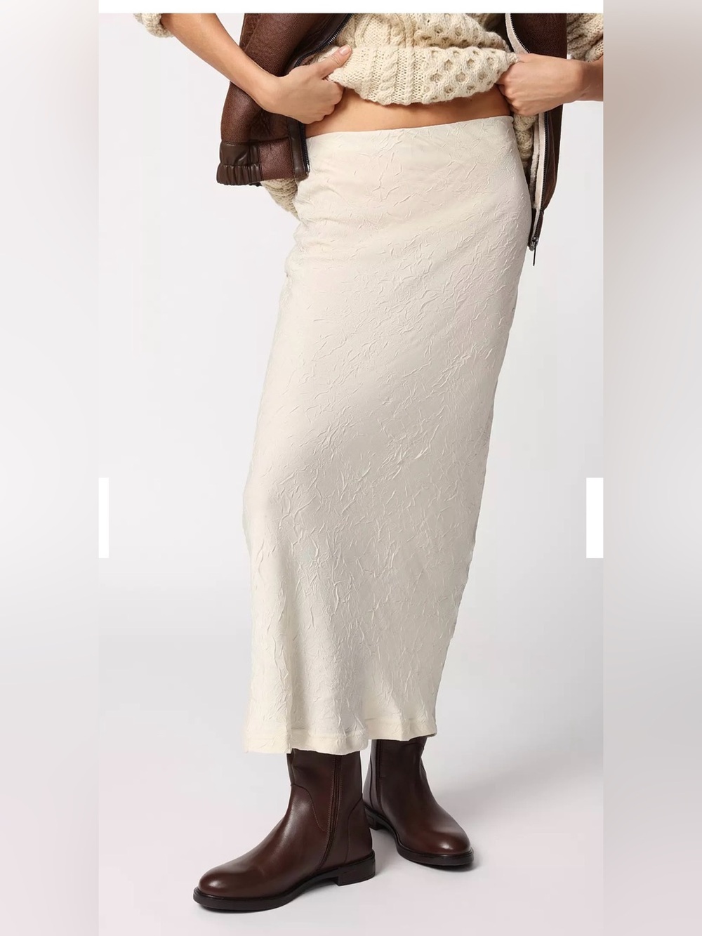 UO Winona Crinkle Satin High- Rise Maxi Skirt
